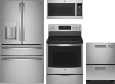 4 Piece Package Includes Refrigerator, Range, Microwave And Dishwasher